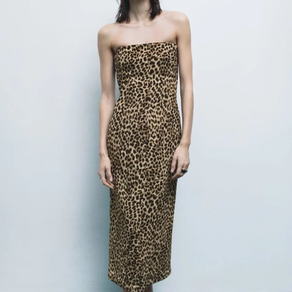 NWT ZARA PRINTED SHEATH DRESS  LEOPARD - REF 2262/677 XS,S,M